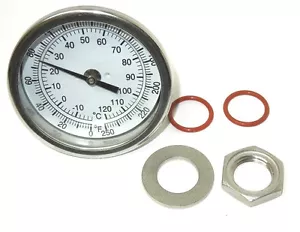 Termómetro sin soldadura de 3" 0-250F Elige la longitud del tallo caldera de elaboración casera nuevo <5_KIT - Imagen 1 de 6
