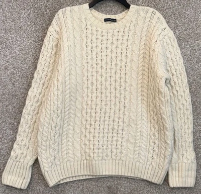 Suéter Brandy Melville Winona Mujer Talla Única XL Lana Tejido con Cable Cuello Redondo Crema Foto 1 de 4