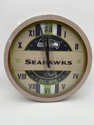 Relógio de parede Seattle Seahawks madeira design barril novo lacrado - Imagem 1 de 3