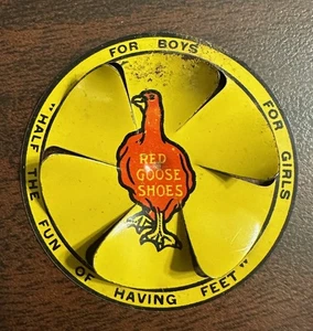 VINTAGE rote Gans Schuhe Blechspielzeug blasende Spinner Werbung - Bild 1 von 1