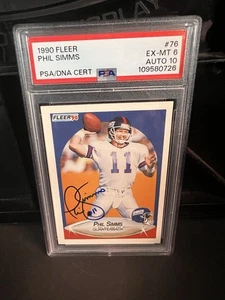 Phil Simms Fleer 1990 PSA/DNA Card PSA 6 Auto 10 - Picture 1 of 4