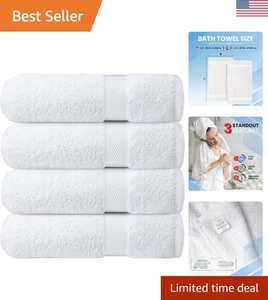 Stylish & Absorbent White Bath Towels – Luxury Set of 4 Quick-Dry Cotton Towels - Picture 1 of 9