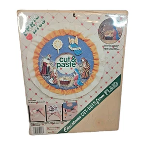 1980s Cut & Paste Wooden Christmas Nativity Ornament Kit 59216 New Cello Tear - Picture 1 of 8