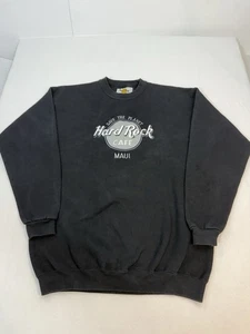 Vintage 90s Y2K Hard Rock Cafe Maui Blk. Sweatshirt mit Rundhalsausschnitt Gr. XL bestickt - Bild 1 von 12