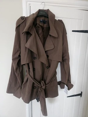 Asos Design Short Trench Coat Jacket Chocolate Brown, Size M, BNWT - Image 1 of 4