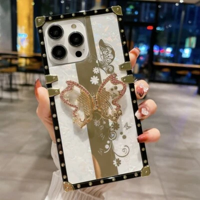 Funda de lujo con soporte mariposa estrás para Samsung S23 S22 S21 S20 10 Note20 Foto 1 de 4