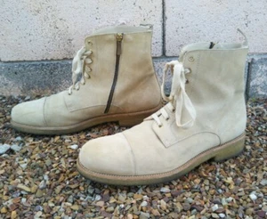 Oro Gorra Puntera Botas Talla 12 Gamuza Cremallera Encaje Forro Cuero Gamuza Hecho en España Crepé - Imagen 1 de 12