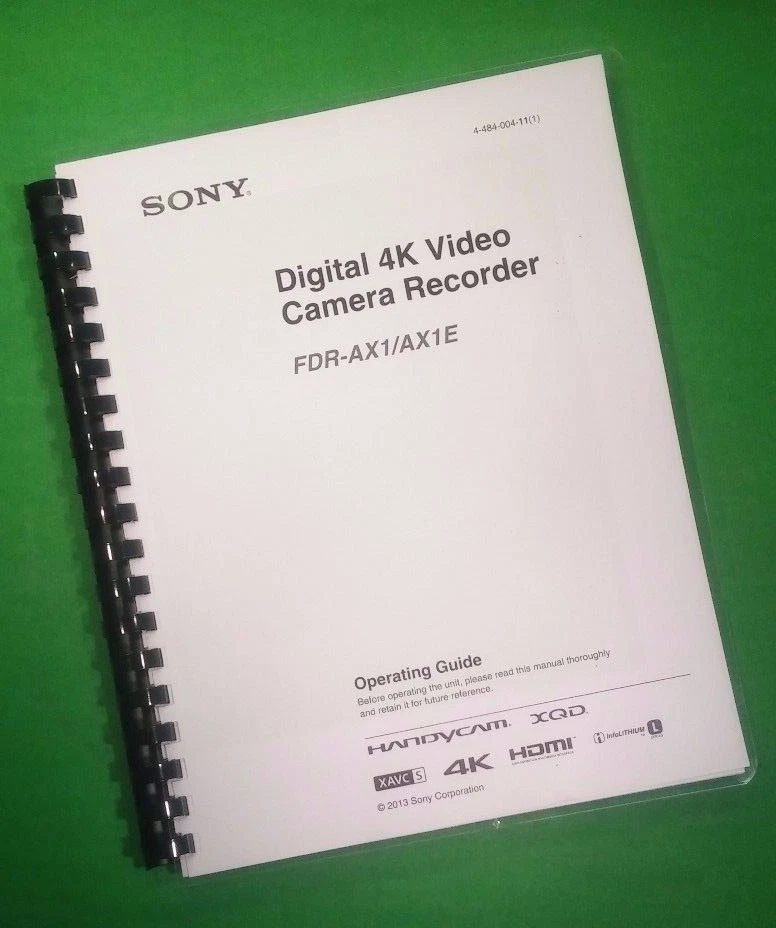 Manual del propietario para cámara de video Sony FDR AX1/AX1-E 68 páginas ¡con cubiertas transparentes! Foto 1 de 1