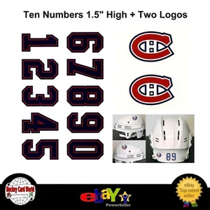 (HCW) Montreal Canadiens NHL Hockey Helmet Decals Set + Two Logos - Picture 1 of 2