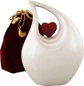 Cremation Urn Heart White Red Large, Purple, Blue, White, Grey, Black - Picture 1 of 7