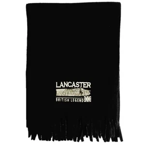 AVRO LANCASTER RAF WORLD WAR 2 HEAVY AIRCRAFT EMBROIDERED BLACK SCARF. - Picture 1 of 2