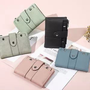Pequeña billetera para mujer plegable de cuero con soporte para múltiples tarjetas organizador con cremallera bolso - Imagen 1 de 35
