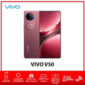 VIVO V50 5G Dual SIM Octa Core Unlocked Android Mobile Phone – Red/12GB+256GB - Picture 1 of 5