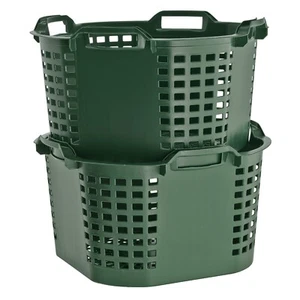 Obstkorb 50 Liter grün Gartenkorb Gemüsekorb Stapelbar Erntekorb Kartoffelkorb - Bild 1 von 9