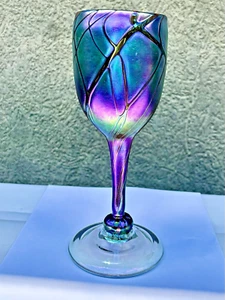 Bruce Freund großer Vintage irisierender Glaskelch - Bild 1 von 5