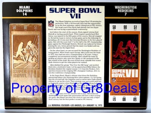 SUPER BOWL 7 ~ DOLPHINS vs REDSKINS NFL 22 KT GOLD SB VII TICKET Willabee & Ward - Picture 1 of 1