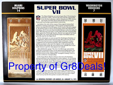 SUPER BOWL 7 ~ DOLPHINS vs REDSKINS NFL 22 KT GOLD SB VII TICKET Willabee & Ward Cover