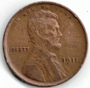 1911 Lincoln Cent in guter Erhaltung ~ LAGERFOTO ~ ALLE MÜNZENQUALITÄT GUT stk2 - Bild 1 von 3