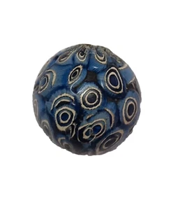 Bead, Glass - Dark Blue with Eyes, 20 mm, Jatim, Indonesian, 4 mm Beading Holes - Picture 1 of 1