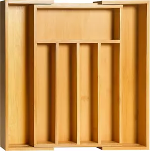 Expandable Bamboo Utensil Drawer Organizer, Silverware Organizer for Cutlery, Fl - Picture 1 of 12