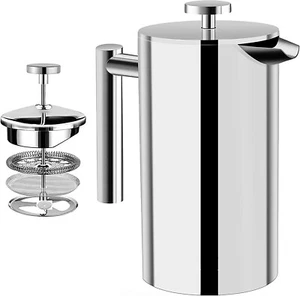 French Press Camping Coffee Maker (350ml/2 Cup), 304 Stainless Steel Coffee Plun - Picture 1 of 8