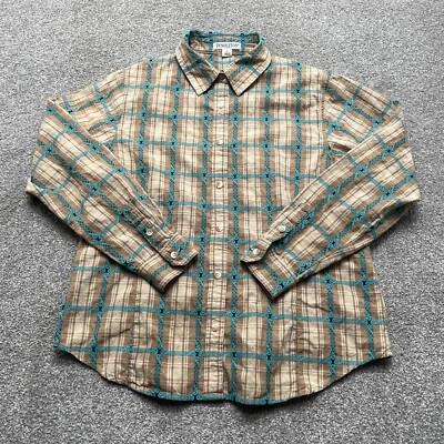 Pendleton Shirt Adult Medium Beige Teal Embroidered Western Button Up Ladies - Image 1 of 4