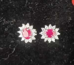 Sterling Silver Natural Ruby Stud Studs earrings New UK Seller 00344 - Picture 1 of 5