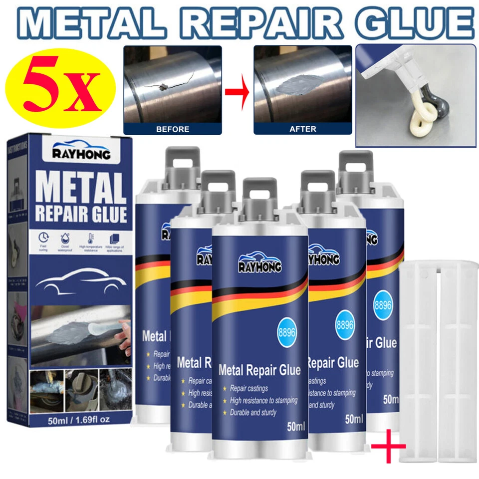 RAYHONG 5x50ml Industrial Metal Repair Glue Heat Resistance Cold Weld A&B Adhesive UK