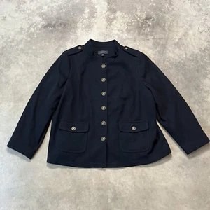 Talbots Jacket Womens 18WP Black Military Chic Gold Faux Shank Buttons - Picture 1 of 8