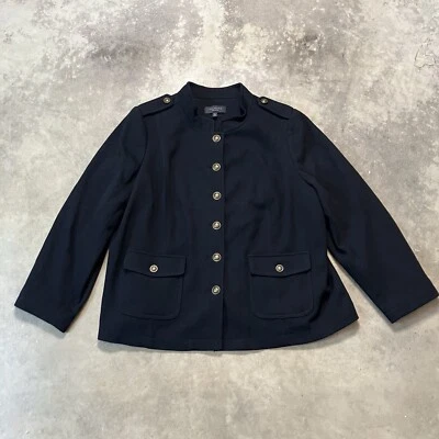 Chaqueta Talbots para mujer 18WP negra militar elegante dorada imitación caña botones Foto 1 de 4
