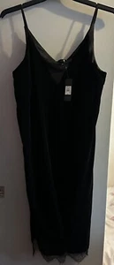 River Island Little Black Dress Velvet Dress Size UK 10 Eur 38 Evening Dress - Picture 1 of 16