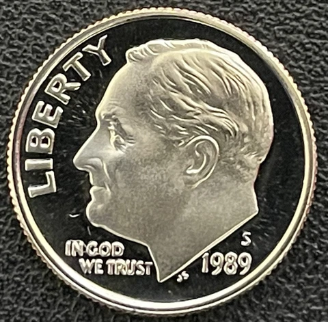1989 S PROOF Roosevelt Dime Cameo Uncirculated Cover