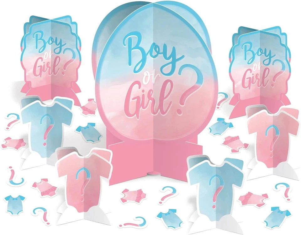 The Big Reveal Gender Pink Blue Baby Shower Party Table Decorating Kit - Изображение 1 из 1