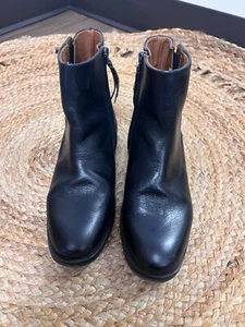 Botas al tobillo Franco Sarto Mist de cuero negro punta redonda con cremallera talla 6M - Imagen 1 de 7