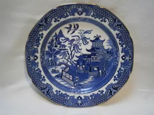 ANTIQUE BURLEIGH WARE " WILLOW " BREAKFAST PLATE/DINNER PLATE - BURSLEM, ENGLAND - Picture 1 of 2