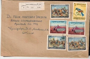 1974 Jabal Luibdeh Jordan Registered Cover to Tegucigalpa Honduras - Picture 1 of 2