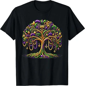 Mardi Gras Beads Tree New Orleans Festival Party Men Women T-Shirt Hoodie - Picture 1 of 10