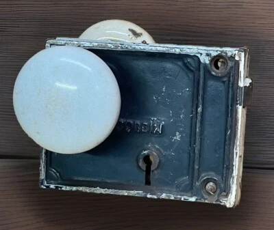 古董 CORBIN 白色 PORCELAIN 复古门锁套装硬件农舍抢救 — 第 1/4 张图片