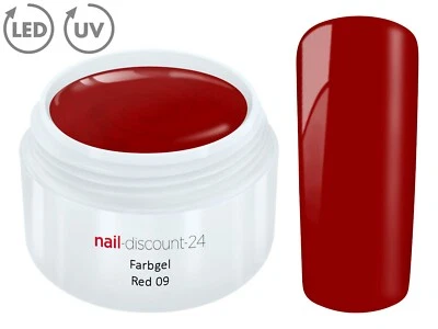 Color UV Gel LED FARBGEL RED 09 French Modellage Nail Art Design Nagel Rot Tips - Bild 1 von 3
