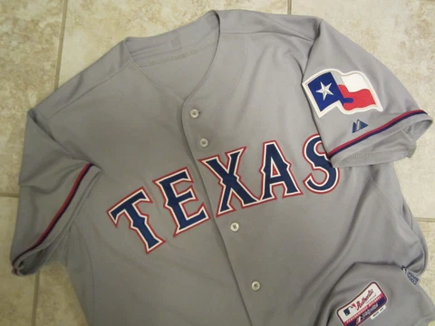 NICE! Authentic Texas Rangers MLB Majestic Athletic Road Grey Jersey 48 Cover