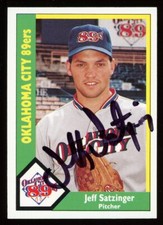 90 Oklahoma City 89ers JEFF SATZINGER Signed Card autograph AUTO PIRATES RANGERS