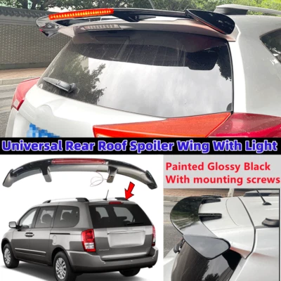 Universal Fit For Kia Sedona 08-14 Gloss Black Rear Roof Spoiler Wing W/ Light - Image 1 of 4