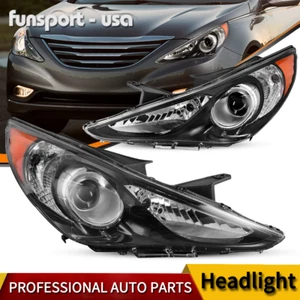 FOR 2011-2014 HYUNDAI SONATA PROJECTOR HEADLIGHTS SET BLACK HOUSING AMBER CORNER - Picture 1 of 10