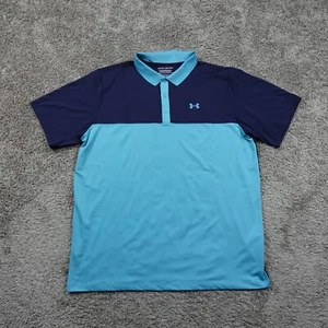 Under Armour UA Golf Performance Polo Shirt Mens 3XLT 3XL Tall Blue Colorblock - Picture 1 of 8