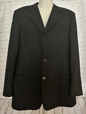 DKNY Hombre Chaqueta Blazer 42R/35 Negro Rayas  Foto 1 de 4