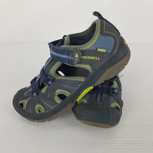 Merrell Shoes Boys Navy Lime US 2 M Leather ML-B Hydro H20 Hiker Sport Sandals - Picture 1 of 16
