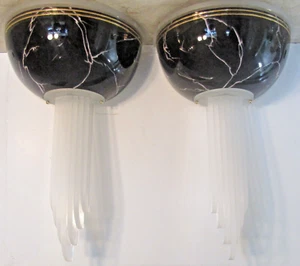 Pair of Vintage Peterson Ceramic Studios Art Deco Porcelain Lucite Wall Sconces - Picture 1 of 10