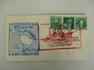 NOV 22 1940 FIRST VOYAGE BUENOS AIRES SS DELTARGENTINO UNITED STATES MAIL COVER - Picture 1 of 2