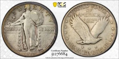 1919 D PCGS F15 - Standing Liberty Quarter 25c US Coin #53159A - Image 1 of 3