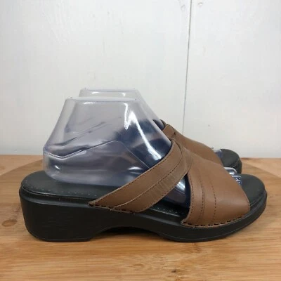 L.L Bean Sandals Women's 41 US 10 Brown Leather Slides Wedge Casual Shoes - Image 1 of 4